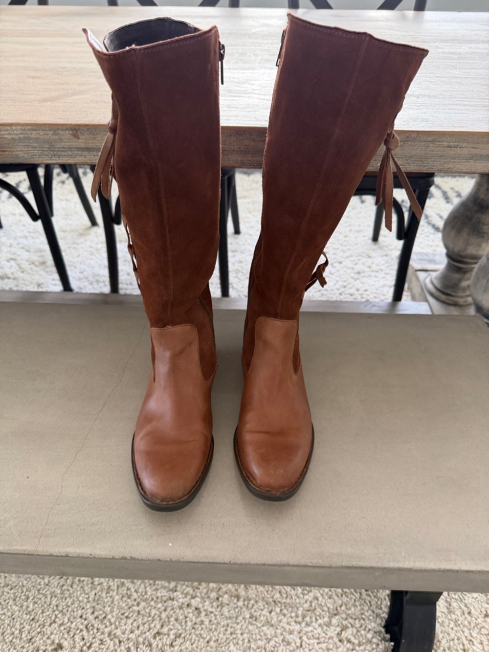 Born Two-Tone Tan and Brown Over-the-Knee Boots